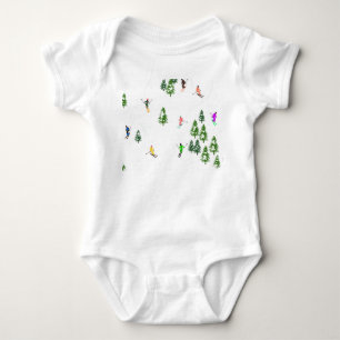 Freeride Alpine Skiers Skiing Ski Skis Art  Baby Bodysuit