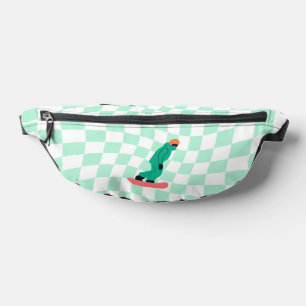 Freeride Snowboarder Cartoon Chequered    Fanny Pack