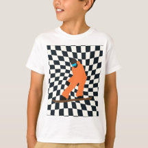 Freeride Snowboarder In Orange Suit Chequered    