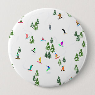Freeride Snowboarder Snowboarding Illustration 4 Inch Round Button