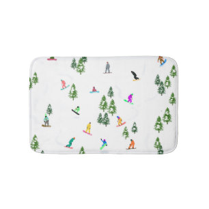 Freeride Snowboarder Snowboarding Illustration  Bath Mat