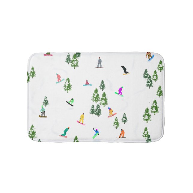 Freeride Snowboarder Snowboarding Illustration  Bath Mat (Front)