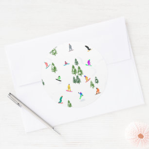 Freeride Snowboarder Snowboarding Illustration Classic Round Sticker