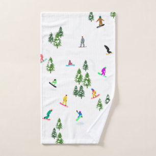 Freeride Snowboarder Snowboarding Illustration  Hand Towel