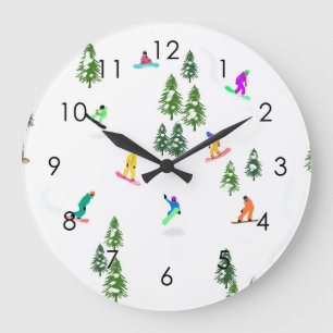 Freeride Snowboarder Snowboarding Illustration Large Clock