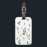 Freeride Snowboarder Snowboarding Illustration    Luggage Tag<br><div class="desc">Cool whimsical illustration art of colourful snowboarders,  snowboarding downhill in mountains among pine,  spruce,  fir trees on fresh snow powder. Snowboard and xmas outdoor sport in a winter forest. Snowboarder gifts. Snowboarding Christmas decor.</div>