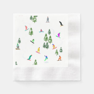 Freeride Snowboarder Snowboarding Illustration    Napkin