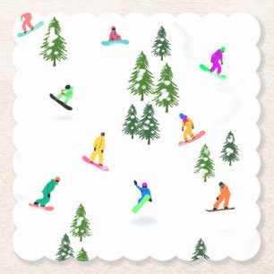 Freeride Snowboarder Snowboarding Illustration   Paper Coaster