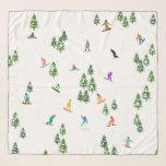 Freeride Snowboarder Snowboarding Illustration   Scarf<br><div class="desc">Cool whimsical illustration art of colourful snowboarders,  snowboarding downhill in mountains among pine,  spruce,  fir trees on fresh snow powder. Snowboard and xmas outdoor sport in a winter forest. Snowboarder gifts. Snowboarding Christmas decor.</div>