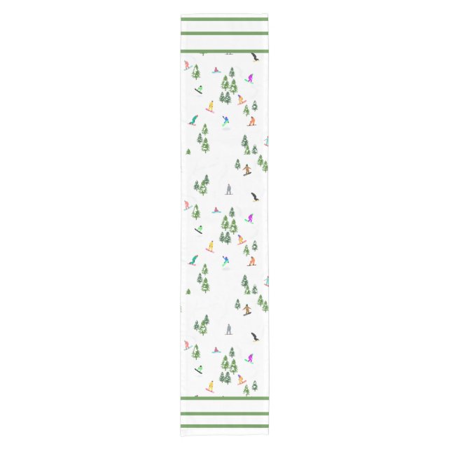 Freeride Snowboarder Snowboarding Illustration   Short Table Runner (Front)
