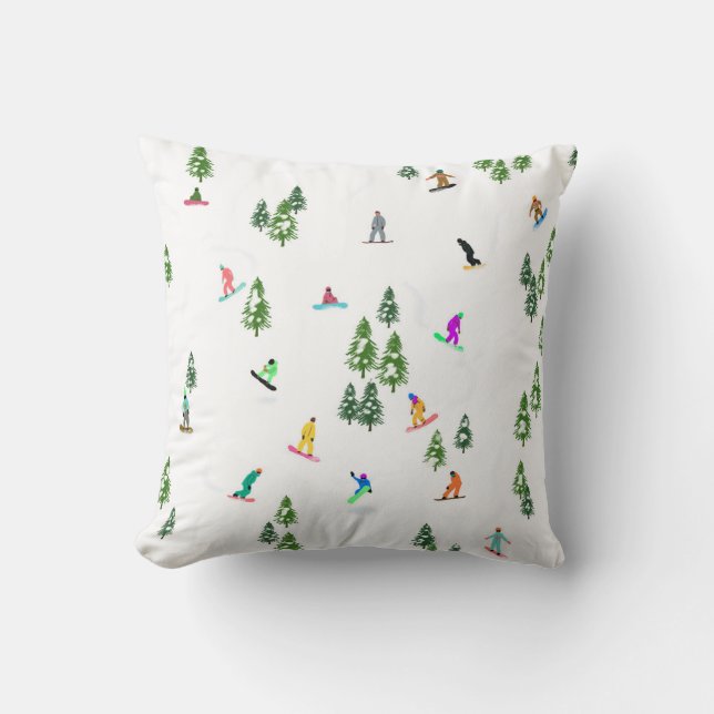 Freeride Snowboarder Snowboarding Illustration  Throw Pillow (Front)