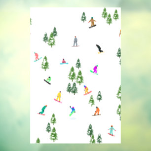 Freeride Snowboarder Snowboarding Illustration    Window Cling