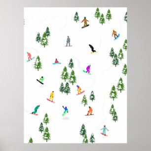 Freeride Snowboarders Snowboarding Winter  Poster