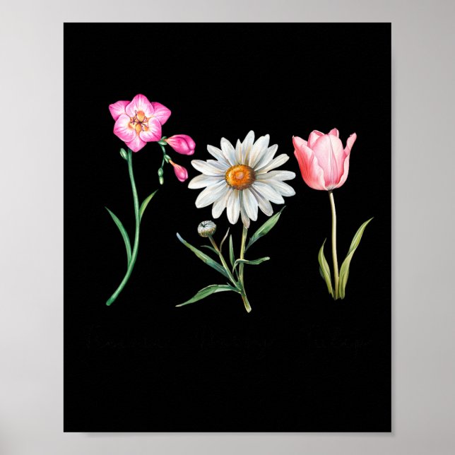 Freesia Daisy Tulip Subtle Flower Stem Nature Resi Poster (Front)
