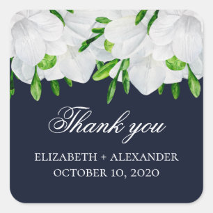 Freesia flowers. Floral thank you. Navy wedding Square Sticker