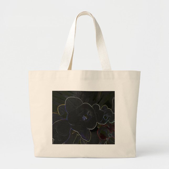 freesia flowers outlined large tote bag (Front)