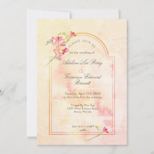 Freesia Sunset Peach Watercolor Invitation