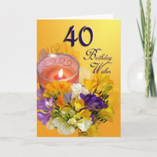 Freesias 40th Happy Birthday Card