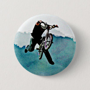 Freestyle BMX Bicycle Stunt 2 Inch Round Button