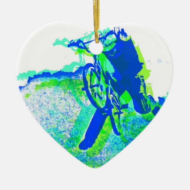 Freestyle BMX Rider in Cool Pop Art Style Ceramic Ornament (Front)