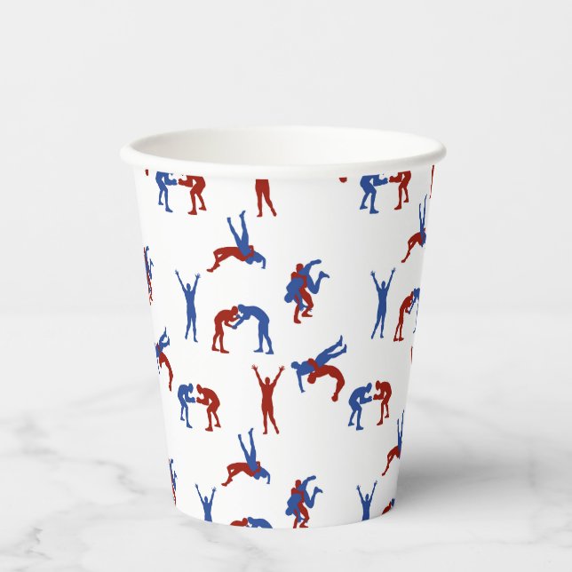 Freestyle Greco Roman Wrestling Pattern Paper Cups (Front)