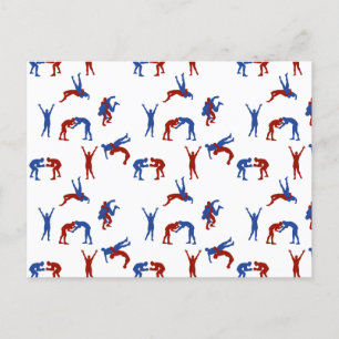 Freestyle Greco Roman Wrestling Pattern Postcard