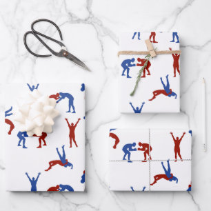 Freestyle Greco Roman Wrestling Pattern Wrapping Paper Sheet