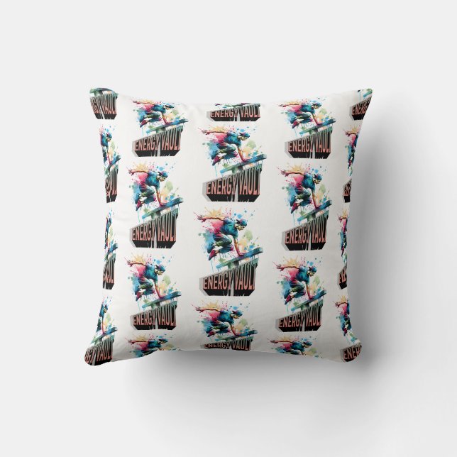 Freestyle Parkour Jump-Vault Burst Boy Throw Pillow (Back)