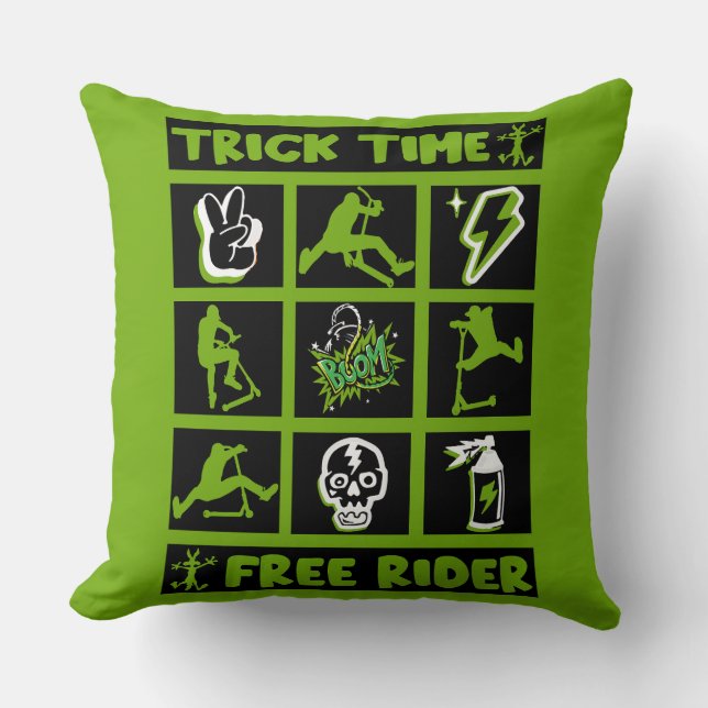 freestyle scooter throw pillow (Front)