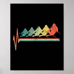 Freestyle Ski Skiing Skier Heartbeat Retro Funny G Poster
