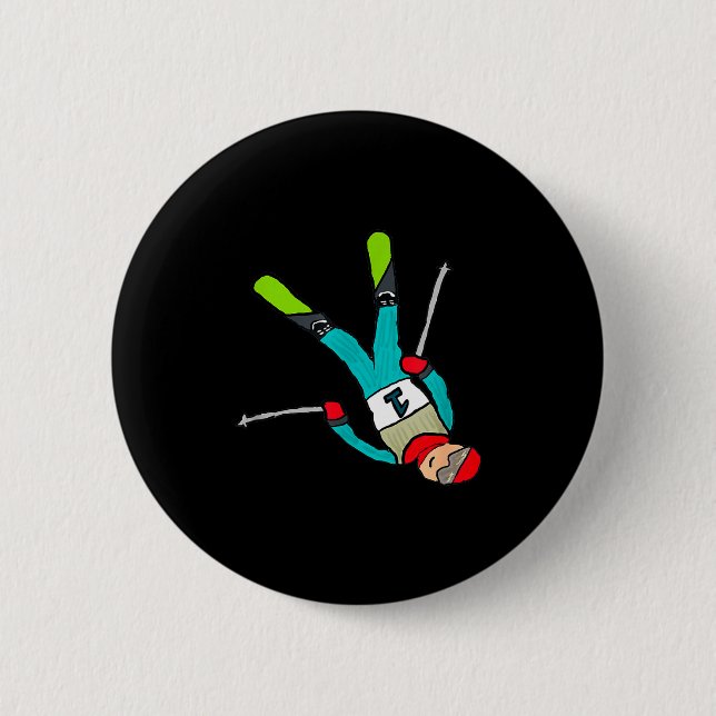 Freestyle skiing  2 inch round button (Front)