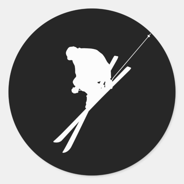 Freestyle skiing classic round sticker (Front)