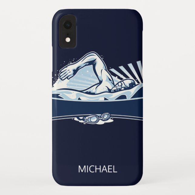 Freestyle Swimmer Personalized Name | Sport Case-Mate iPhone Case (Back)