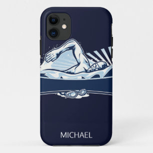 Freestyle Swimmer Personalized Name   Sport iPhone 11 Case