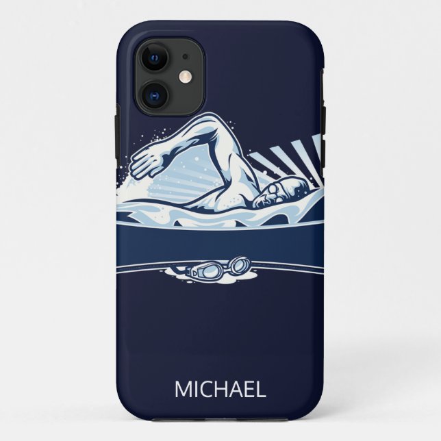 Freestyle Swimmer Personalized Name | Sport Case-Mate iPhone Case (Back)