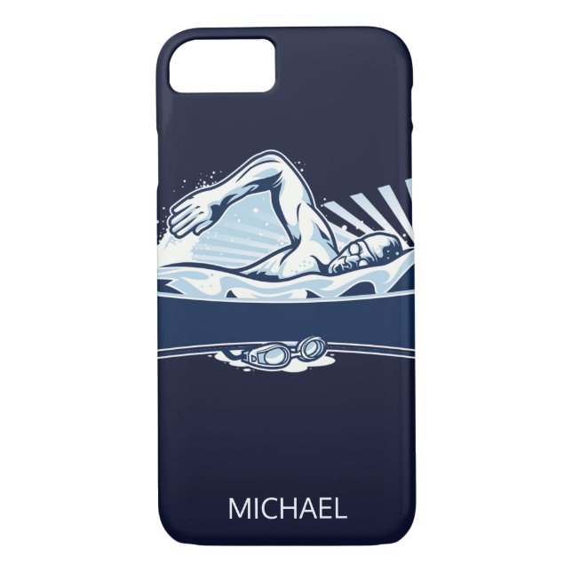 Freestyle Swimmer Personalized Name | Sport Case-Mate iPhone Case (Back)