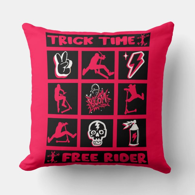 Freestyle Trick Scooter Throw Pillow (Front)