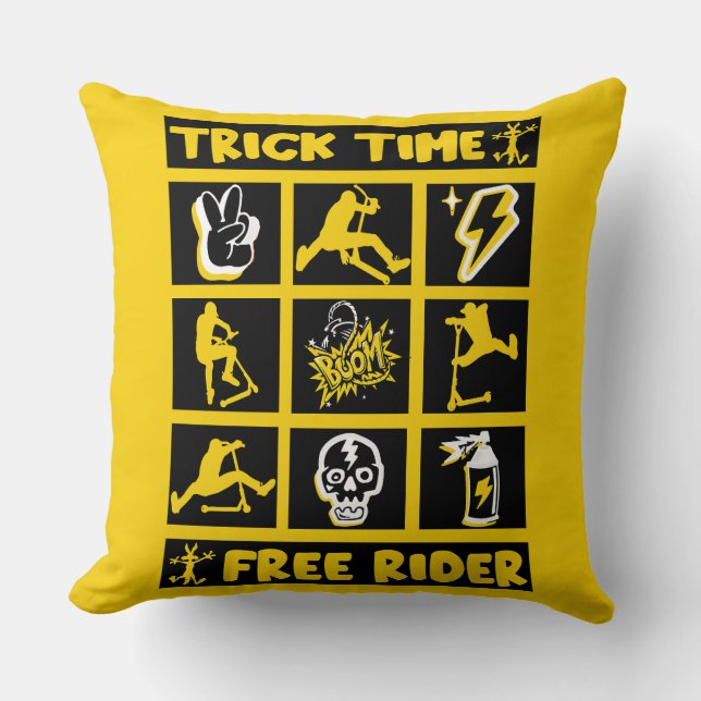 Freestyle Trick Scooter Throw Pillow (Front)