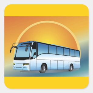 FreeVector-Bus Transportation travel touring Square Sticker