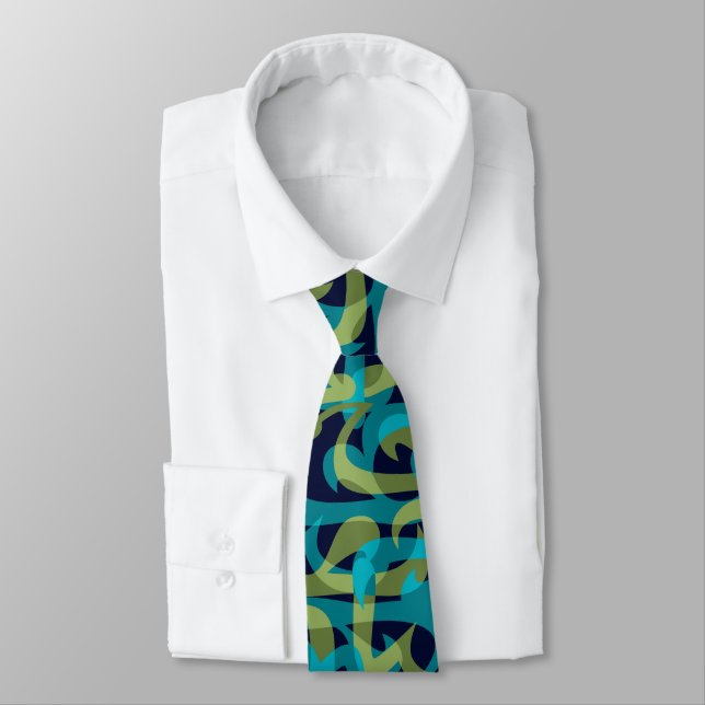 Freeway Abstract Retro Two-Side Print Tie (Tied)