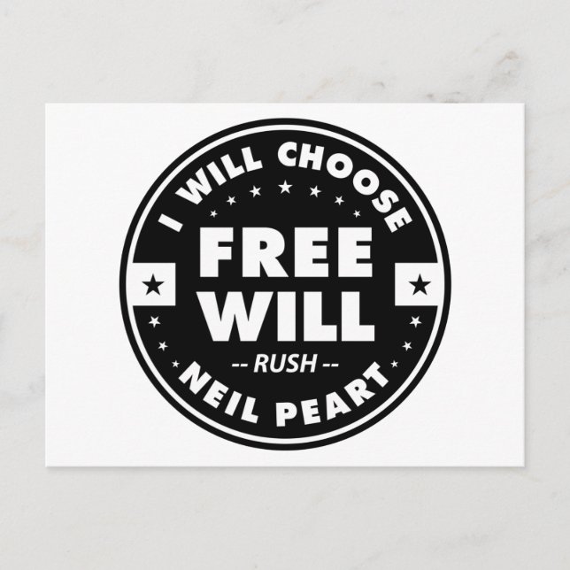 Freewill, motivational quote postcard (Front)