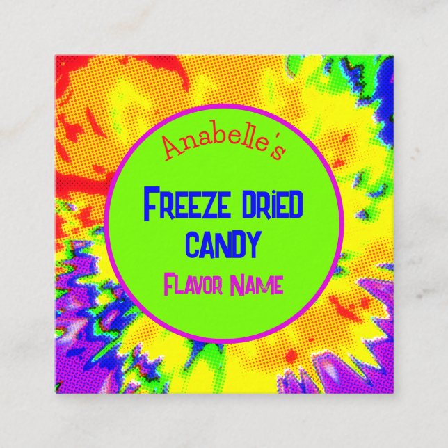 Freeze Dried Candy Custom Colourful Bright Fun  Square Business Card (Front)