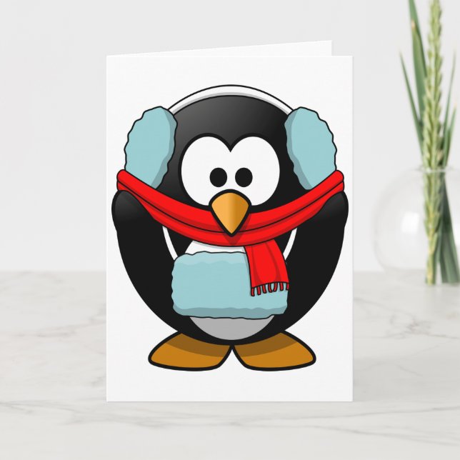 Freezing Penguin Greeting Cards (Front)