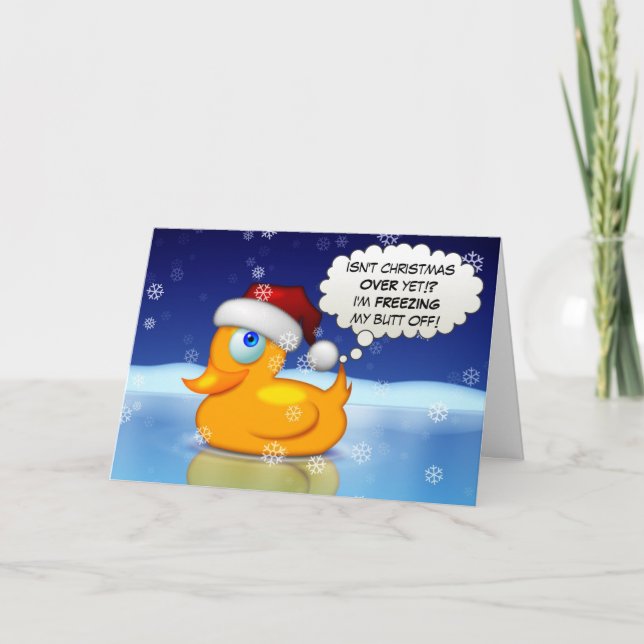 Freezing Santa Duck Holiday Card (Front)