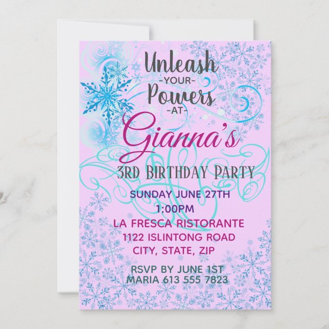 Freezing Snow Magic Invite (Front)