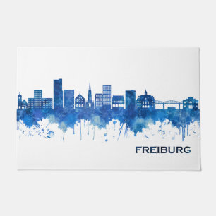 Freiburg Germany Skyline Blue Doormat