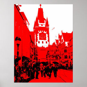 Freiburg Martinstor red Poster