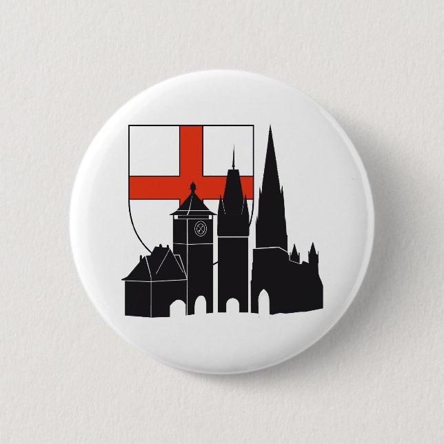 Freiburg Silhouette with coats of arms 2 Inch Round Button (Front)