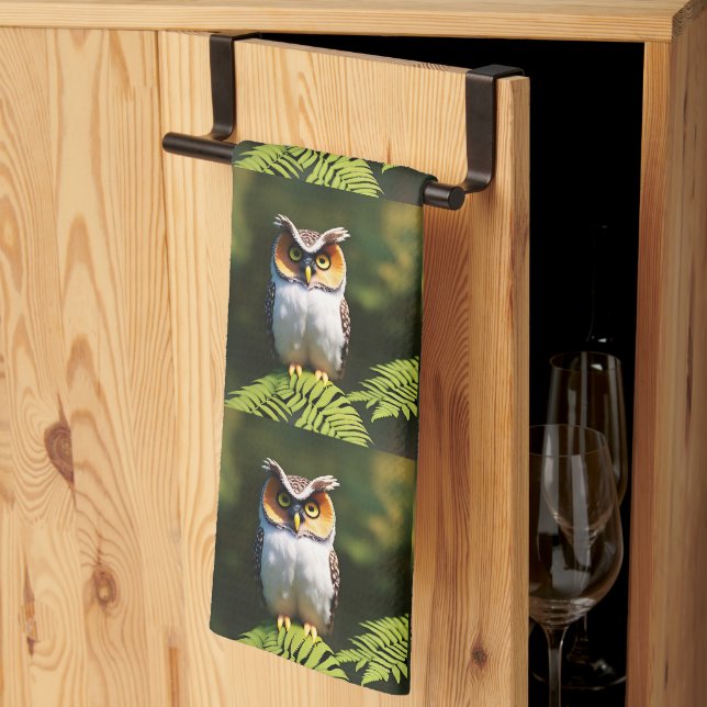 Freida The Screech Owl,  Kitchen Towel (Thirds Fold)