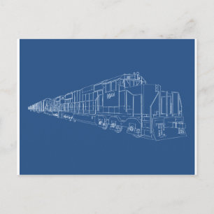 Freight Train Blueprint: Railroad: Postcard